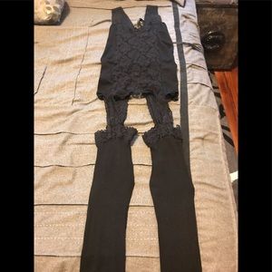 One piece black lace lingerie body suit size 2X